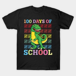 100 Days of School Colorful Dinosaur Graphic, Teacher , Educators, Kids School Celebration T-Shirt